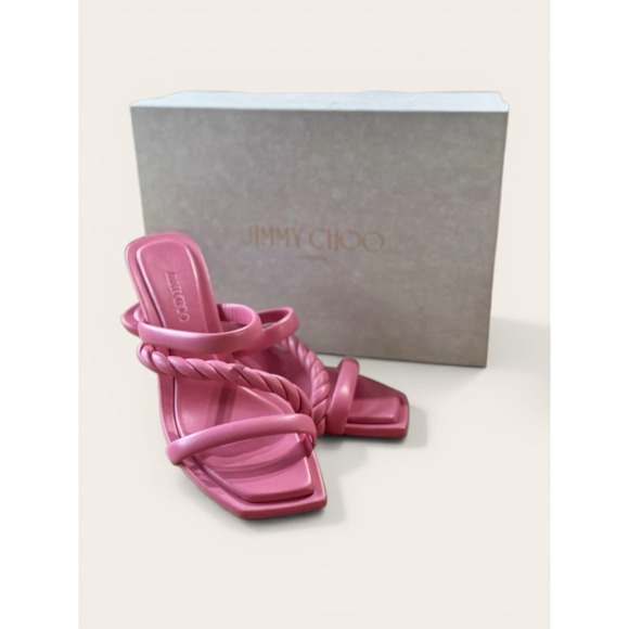 Jimmy Choo Diosa 50 Pink Leather Mules Square Toe Heels EU 39 US 8.5 Box - Picture 13 of 16